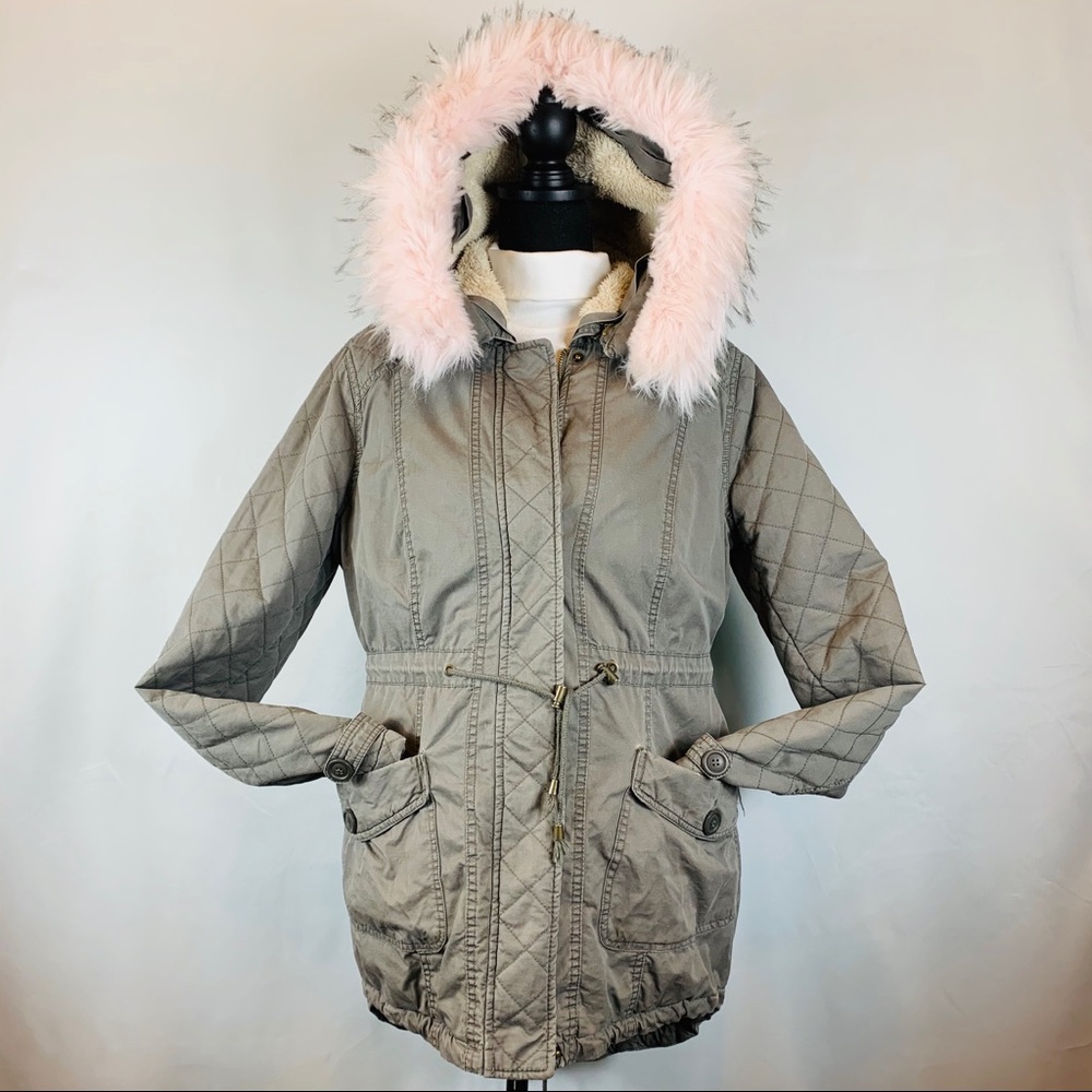 Mi a mi Army Mini Parka with Hood Gray  Women M